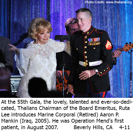 Marine Corporal (Retired) Aaron Mankin  and Ruta Lee Thalians April 2011 Playboy Mansion